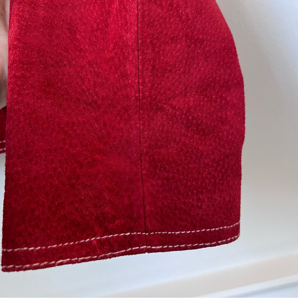 Boston Proper Red Suede Tie-Waist Blazer - Picture 12 of 12